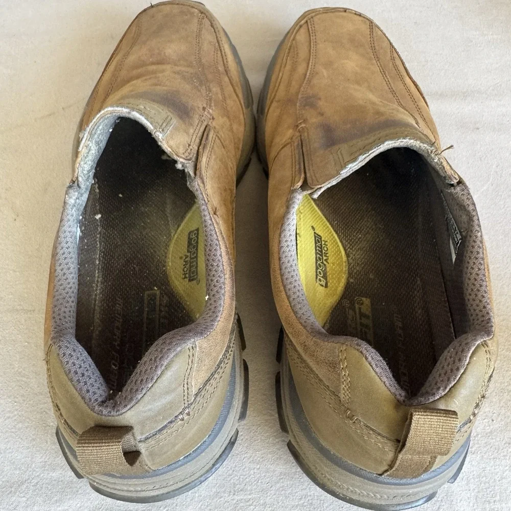 Size 13 - Skechers Respected Lowry Shoes Mens Brown Leather Slip On Loafers